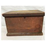 Rectangular Wooden Storage Box with Hinged Lid, 17” x 10 1/2”