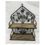 Wrought Iron Two-Tier Wall Shelf With Animal and Leaf Motifs