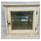 White Painted Wooden Display Cabinet with Glass Shelves and Door