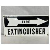 Porcelain ‘Fire Extinguisher’ Sign with Arrow, 14” x 6 1/2”