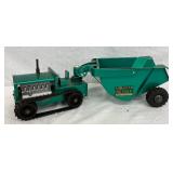 Metal Toy Tractor and Scraper with Steel Tracks, 20” x 4 1/2”