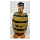 Tin Lithographed ‘Popeye’ Barrel Toy, 3 1/2 x 7 Inches