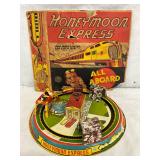 Honeymoon Express Tin Lithograph Wind-Up Train Set by Louis Marx & Co., 9 Inches