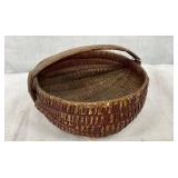 Early Southern Split Oak Basket with Old Red Paint, 5in Wide, 4in Tall