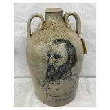 Stoneware Jug with Handles, Featuring ‘Stonewall’ Jackson Artwork, 9” x 16”