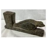 Carved Stone Pipe with Bird Motif, 8 1/5 x 4 Inches