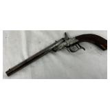 Engraved Flobert  .22 Caliber Single-Shot Percussion Pistol with Checkered Grip