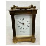 Matthew Norman Brass Carriage Clock with Glass Panels, 3 1/2” x 4 1/2”