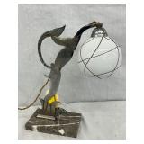 Art Deco-Style Metal Table Lamp with Glass Globe Shade, 10″ x 12″