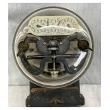 Vintage Glass and Metal Kilowatt Hour Meter, 4 1/2” x 7”