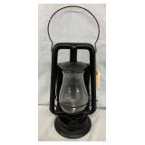 Black Metal Hurricane Lantern with Glass Globe