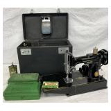 Singer 221 Featherweight Portable Sewing Machine with Accessories and Case