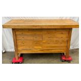 Wooden Workbench with Multiple Drawers, 60in x 26in