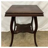 Wooden Side Table with Scalloped Lower Shelf and Cabriole Legs