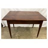 Primitive Walnut Table with Turned Legs, 43 x 30 1/2 Inches