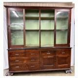 Oak Two-Piece Country Store Cupboard