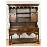 Early Welsh Hutch with Upper Shelves and Lower Drawers