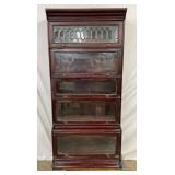 Stacked Mahogany Lawyer Bookcase with Leaded Glass Panel