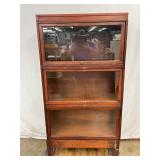 Three-Stack Oak Lawyer Bookcase with Glass Front Panels