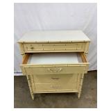 Faux Bamboo-Style Side Table with Drawer and Shelf