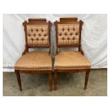 Carved Parlor Chairs with Upholstered Seats 