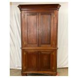 Two-Piece Corner Cabinet with Paneled Doors and Crown Top