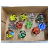  Hand-Blown Glass Paperweights with Abstract Designs