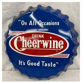 19-Inch Cheerwine Bottle Cap-Shaped Metal Advertising Sign