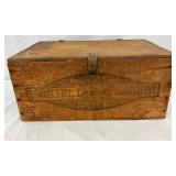 Wooden Crate with Hinged Lid and CAL PACK Branding, 15 1/2in by 7 1/2in