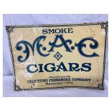 Metal Cigar Sign Advertising ‘Smoke M.A.C. Cigars’ by Celestino Fernandez Company