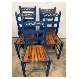 Set of 5 Toil Painted Ladderback Chairs 