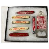 Coca-Cola Branded Pocket Knives and Bottle Opener Set