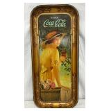 Coca-Cola Tin Serving Tray 1916 Woman in Yellow Dress, 9in x 19in
