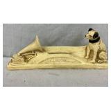 14in by 6in Chalk-ware RCA Dog and Phonograph