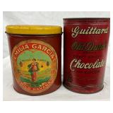 Two Collectible Tin Containers: Emilia Garcia Tobacco and Guittard Chocolate
