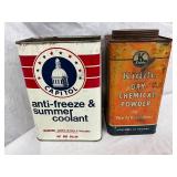 Two Vintage Metal Cans: Capitol 1-Gallon Anti-Freeze & Summer Coolant and Kidde Dry Chemical Powder