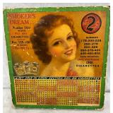 10-Inch Vintage Lottery Punch Board Featuring Cigarette Branding