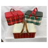 Three Vintage Metal Picnic Pails 