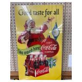 1954 Coca-Cola Cardboard Advertising Sign Featuring Santa and Six-Pack Graphics