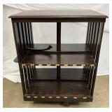 Oak Revolving Bookcase with Slatted Sides and Hinged Top