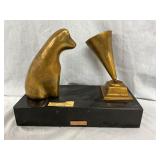 Bronze And Marble Sculpture, Signed Leo Sewamansky, RCA Victor Theme