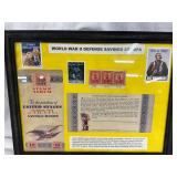 Framed display measuring 12 x 9 1/2 inches