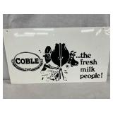 Coble ‘The Fresh Milk People!’ Tin Advertising Sign, 22 x 12 Inches