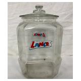 Large Glass Lance Jar with Embossed Lid, 7 1/2 x 12 1/2 Inches