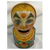 Early Tin Lithographed J. Chein Clown Bank, 3 x 5 Inches