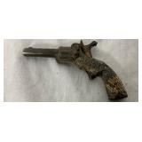 Early 1930s Pluck Cast Iron Cap Pistol, 3 1/2 x 2 Inches