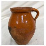 Early Redware Pitcher with Handle, 6 x 8 Inche