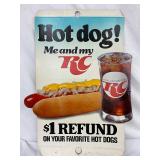 22×33 RC Cola Cardboard Advertisement Featuring Hot Dog Promotion