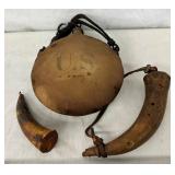 Early US Canteen and Powder horns