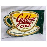 Golden Cola Metal Advertising Sign with Cup Design